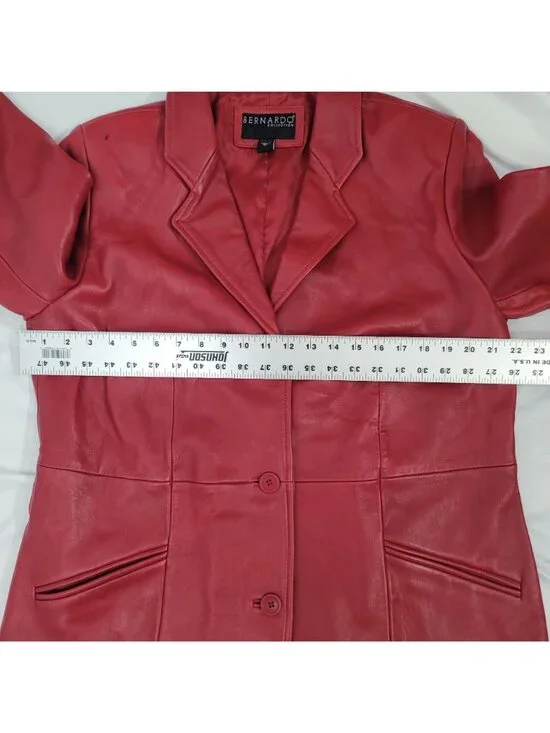 Bernardo Collection Women's Red Leather Blazer Jacket Size XL NWT - Picture 7 of 11